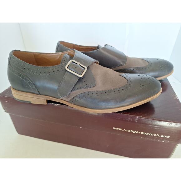 Rush by Gordon Rush Grovelea Monk Strap Shoes Grey Leather Men’s 9M - Picture 1 of 8